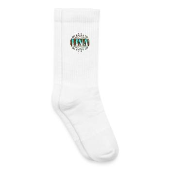 Cadeaux de nom pour la fille LINA - PRÉNOM FILLE - Chaussettes de tennis bio enfant - blanc - Droite