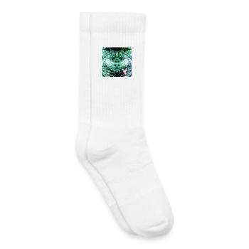 Forest Reflection Teal Butterfly - Kids Tennis Socks - white - Right
