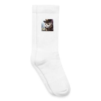 Chaton steampunk mignon - Chaussettes de tennis bio enfant - blanc - Droite