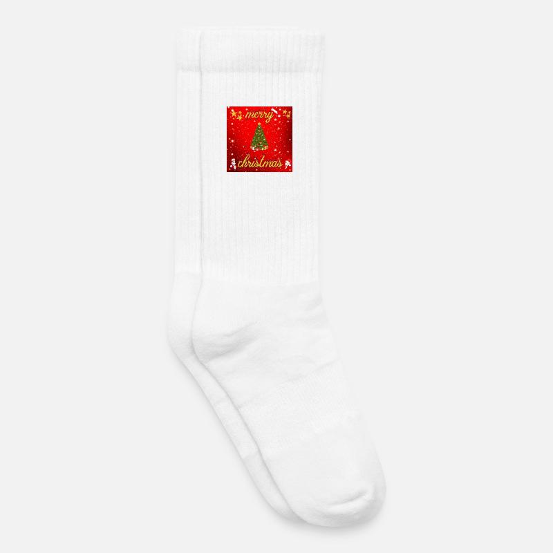 Joyeux Noël version 2 - Chaussettes de tennis bio enfant - blanc