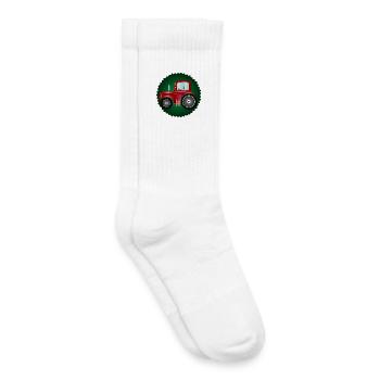 red tractor patch for tractor and farm fans - Kids Tennis Socks - white - Right