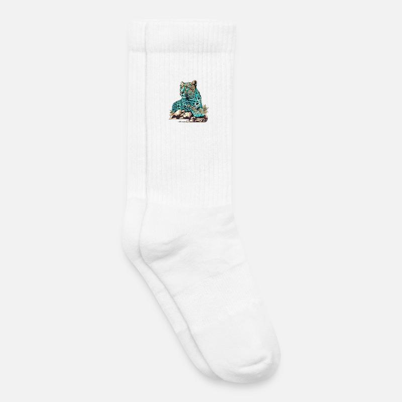 Leopard lying in wait - Kids Tennis Socks - white