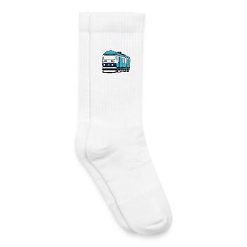 Lokomotive, Zug, Eisenbahn - Kinder Tennissocken - Weiß - Rechts