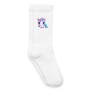 Licorne kawaii mignonne - Chaussettes de tennis bio enfant - blanc - Droite