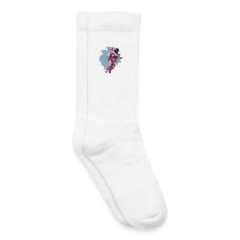 Rosa Raumanzug im Kosmos - Kinder Tennissocken - Weiß - Rechts