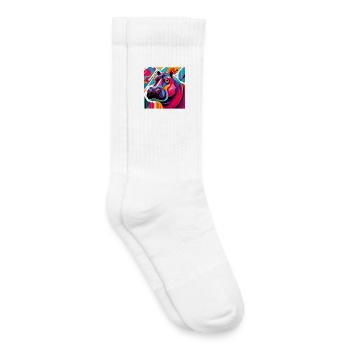 Hippopotame - Chaussettes de tennis bio enfant - blanc - Droite