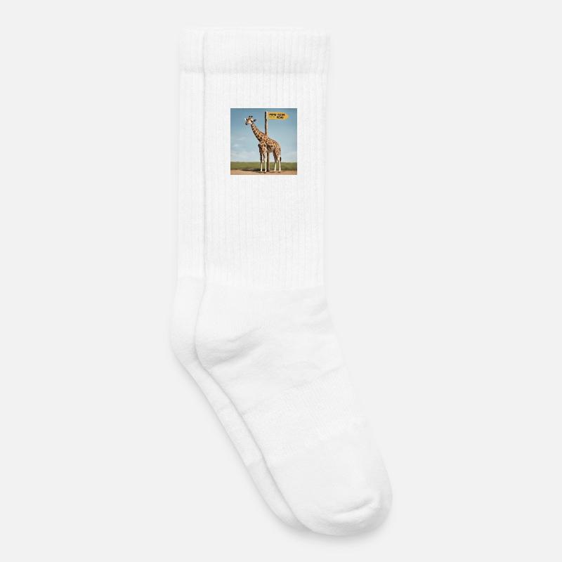 Giraffe Meme ''Mind your Head'' - Printflow - Kinder Tennissocken - Weiß