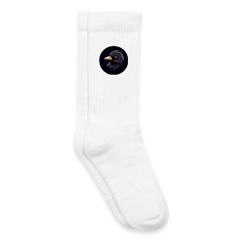Dessin animé merle oiseau noir avec œil rouge - Chaussettes de tennis bio enfant - blanc - Droite