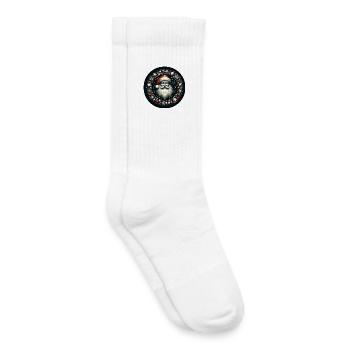 Weihnachtsmann Kranz rund Sterne Kugeln rot grau - Kinder Tennissocken - Weiß - Rechts