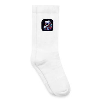 Cygne Animal Oiseau Coloré Bande Dessinée - Chaussettes de tennis bio enfant - blanc - Droite