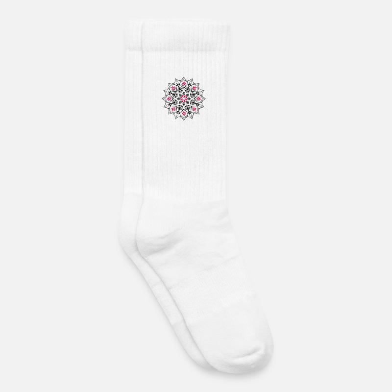 Dotwork mandala design - Kids Tennis Socks - white