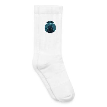 Witziges Ufo, Alien, Katze - Kinder Tennissocken - Weiß - Rechts