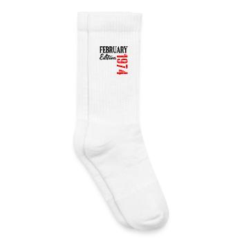 53 years old - Birthday February 1974 - Kids Tennis Socks - white - Right