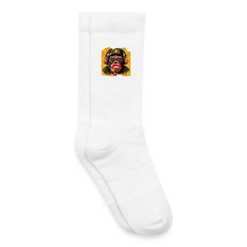 Singe et cerise - Chaussettes de tennis bio enfant - blanc - Droite