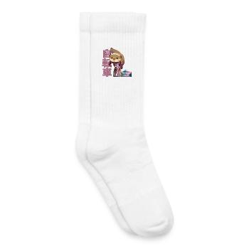 Anime Manga Cycling Otter - Kids Tennis Socks - white - Right