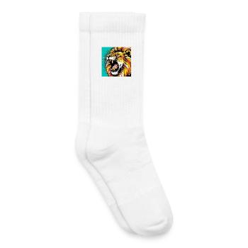 Lion Pop Art - Chaussettes de tennis bio enfant - blanc - Droite
