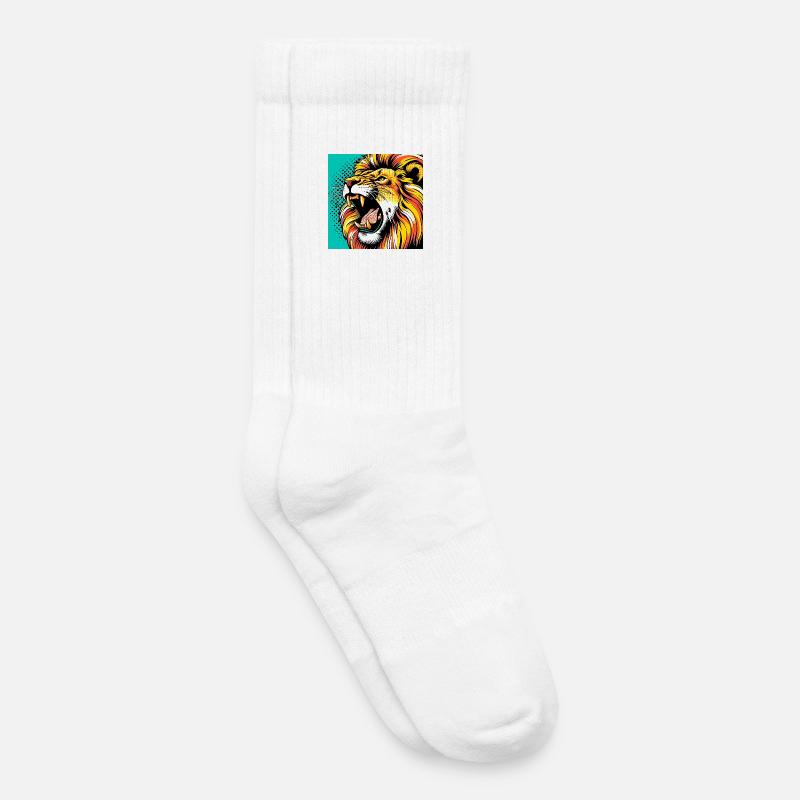 Löwe Pop Art - Kinder Tennissocken - Weiß