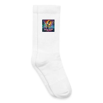 Neon Rush - Girl cycling 80s style poster - Kids Tennis Socks - white - Right