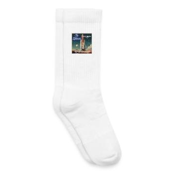 Vers l’espace ! Visitez Saturne dès aujourd’hui. Voyages spatiaux japonais - Chaussettes de tennis bio enfant - blanc - Droite