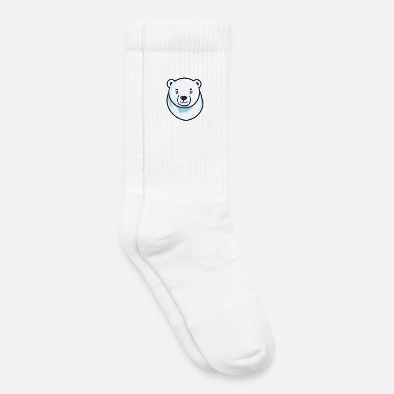 Eisbär-Kopf (Comic) - Kinder Tennissocken - Weiß