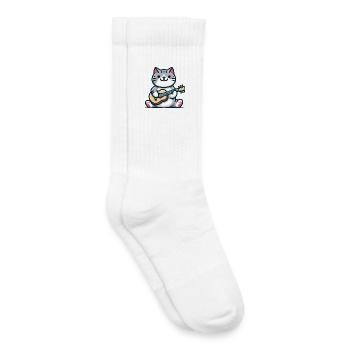 Die Gitarre klimpernde Katze - Kinder Tennissocken - Weiß - Rechts