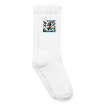 Metal-Gitarrist unter Delfinen - Kinder Tennissocken - Weiß - Rechts