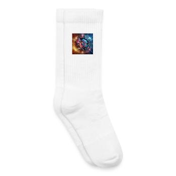 Future Fusion: holographischer und kreisförmiger Gradient - Kinder Tennissocken - Weiß - Rechts