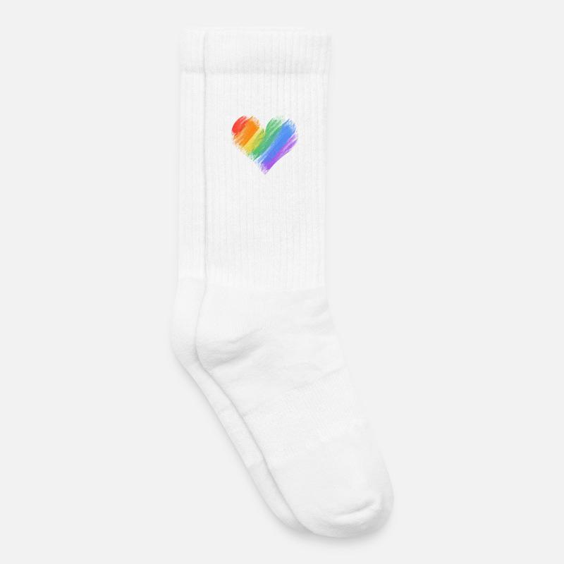 Regenbogenherz Pinselstrich - Kinder Tennissocken - Weiß