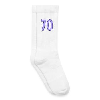 70. 70 ANS. 70e ANNIVERSAIRE. ANNIVERSAIRE 70 ANS. - Chaussettes de tennis bio enfant - blanc - Droite