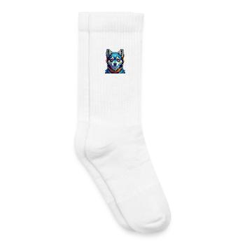 Alaskan Klee Kai Dog Breed Colorful Cartoon Kawaii - Kids Tennis Socks - white - Right