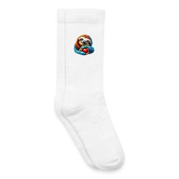 Sloth with a red apple - Kids Tennis Socks - white - Right