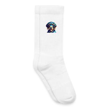 German Wirehaired Pointer Dog Breed Cartoon Kawaii - Kids Tennis Socks - white - Right