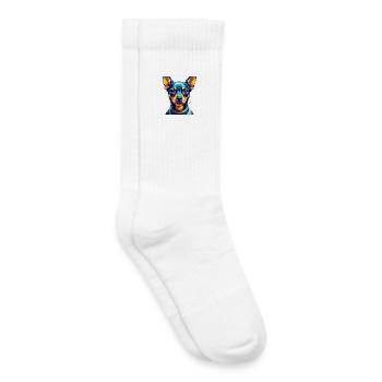 Miniature Pinscher Chien Race Dessin Animé Kawaii - Chaussettes de tennis bio enfant - blanc - Droite