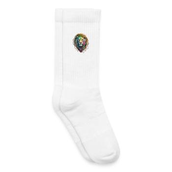 Lion Afro Coloré et Dreadlocks Artistiques - Chaussettes de tennis bio enfant - blanc - Droite