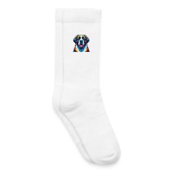 Saint Bernard Dog Breed Colorful Cartoon Kawaii - Kids Tennis Socks - white - Right