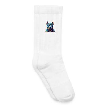 Pitbull Chien Race Coloré Dessin Animé Kawaii - Chaussettes de tennis bio enfant - blanc - Droite