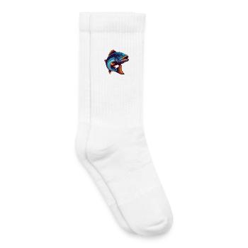 Saumon coloré Kawaii Dessin animé Personnage Clipart - Chaussettes de tennis bio enfant - blanc - Droite
