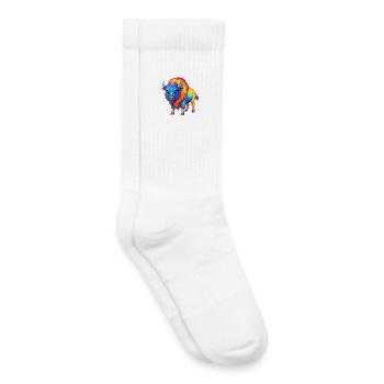 Buffalo Colorful Kawaii Cartoon Character Clipart - Kids Tennis Socks - white - Right