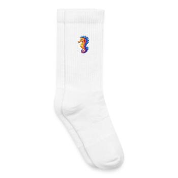 Hippocampe coloré Kawaii dessin animé Animal marin - Chaussettes de tennis bio enfant - blanc - Droite