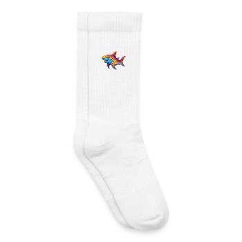Leopard Hai Buntes Kawaii Cartoon Meerestier - Kinder Tennissocken - Weiß - Rechts