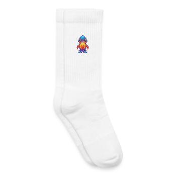 Seiche Coloré Kawaii Dessin Animé Animal Marin - Chaussettes de tennis bio enfant - blanc - Droite