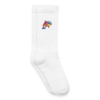 baleine à bec coloré Kawaii dessin animé Clipart - Chaussettes de tennis bio enfant - blanc - Droite