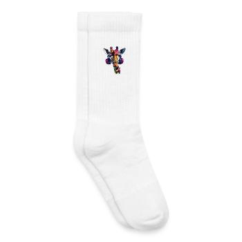 Girafe Tête de Girafe avec Casque - Chaussettes de tennis bio enfant - blanc - Droite