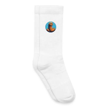 Ver de terre mignon Kawaii dessin animé Animal Animal Logo - Chaussettes de tennis bio enfant - blanc - Droite