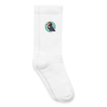 Krähe Kawaii Cartoon Figur Tier Haustier Gesicht - Kinder Tennissocken - Weiß - Rechts
