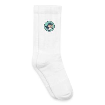 Whale Kawaii Cartoon Character Animal Pet Face - Kids Tennis Socks - white - Right