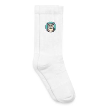 Eule Kawaii Cartoon Figur Tier Haustier Gesicht - Kinder Tennissocken - Weiß - Rechts