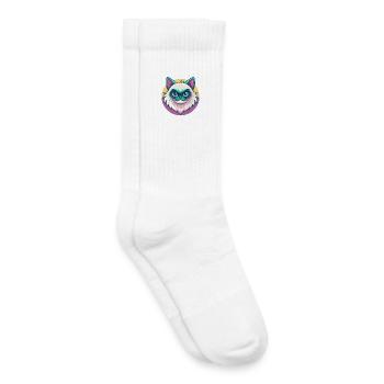Himalayan Chat Race Dessin Animé Kawaii Animal Animal Pet - Chaussettes de tennis bio enfant - blanc - Droite