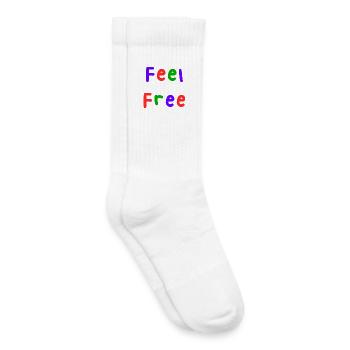 FREE. FREE. HAPPY. FREE. FREEDOM. WELFARE. ZEN. - Kids Tennis Socks - white - Right