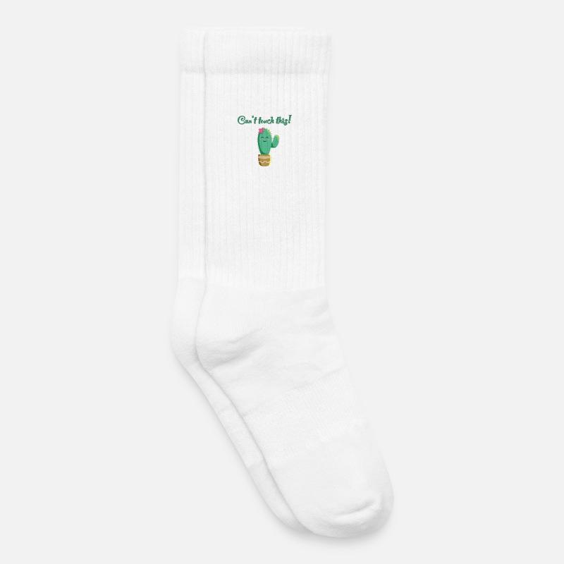 süßer Kaktus mit Spruch Can‘t touch this - Kinder Tennissocken - Weiß